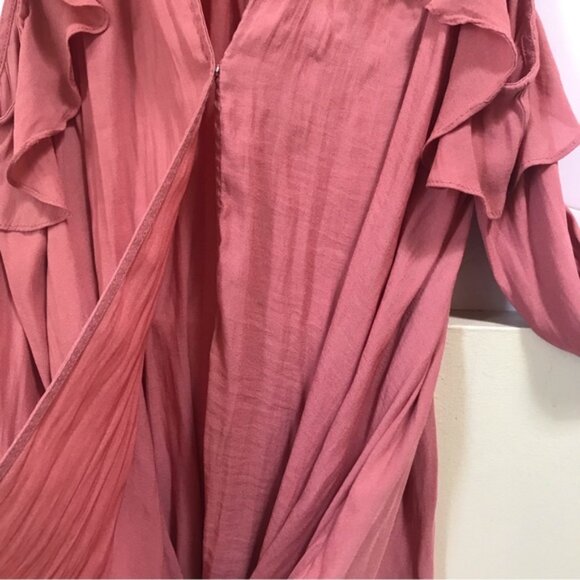Anthropologie Maeve Liesel Fairy Ruffled Blouse Top Flowy Boho Loose Shirt PinkS - Picture 2 of 15